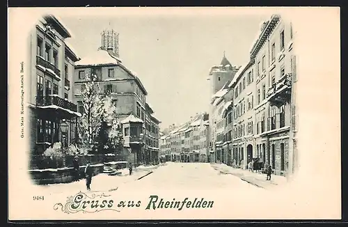 AK Rheinfelden, Strassenansicht im Winter