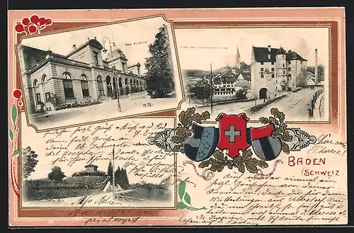 AK Baden, Das Kurhaus, Strassenpartie mit Landvogteischloss, Ortspartie