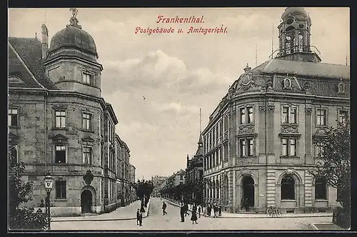 AK Frankenthal, Postgebäude u. Amtsgericht
