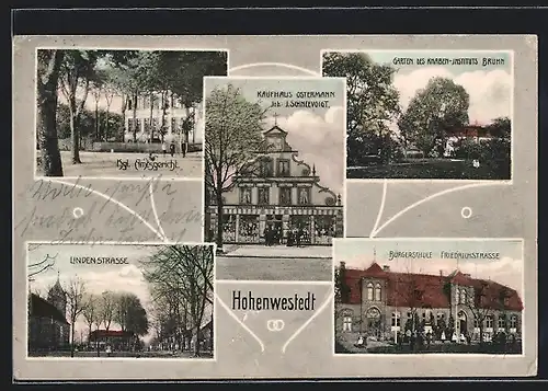 AK Hohenwestedt, Bürgerschule, Kaufhaus Ostermann, Kgl. Amtsgericht