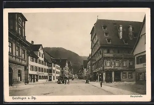 AK Geislingen a. Stg., Hauptstrasse mit Wilhelm Kessler Geschäft