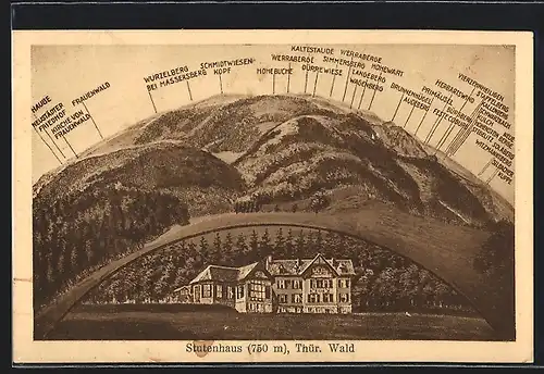 AK Schmiedefeld /Thür. Wald, Blick auf Pension Stutenhaus