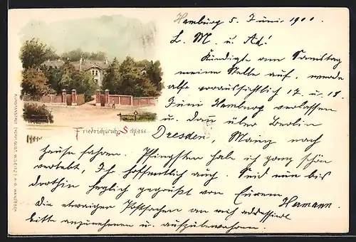 Lithographie Friedrichsruh, Blick auf das Schloss