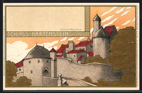 Künstler-AK Meissner & Buch (M&B) Nr. 2: AK Hartenstein, Blick auf das Schloss