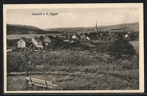 AK Overath a. d. Agger, Ortsansicht mit Kirchturm