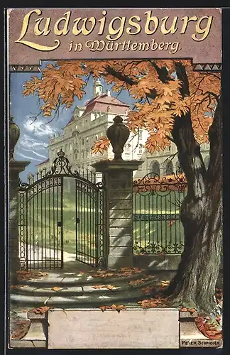 Künstler-AK Ludwigsburg, Herbstliches Schloss