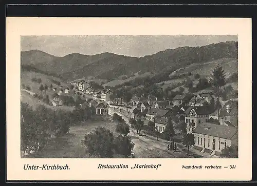 Künstler-AK Unter-Kirchbach, Restauration Marienhof, Ortsansicht