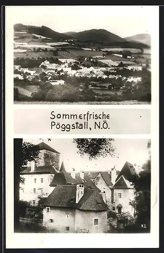 AK Pöggstall, Ortsansicht, Panoramablick auf Ort und Umgebung