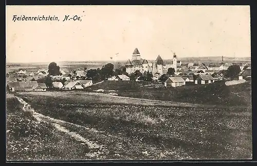 AK Heidenreichstein, Blick über Wiesen auf den Ort