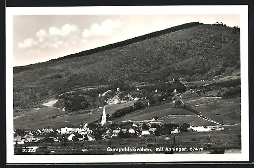 AK Gumpoldskirchen, Totalansicht mit Anninger
