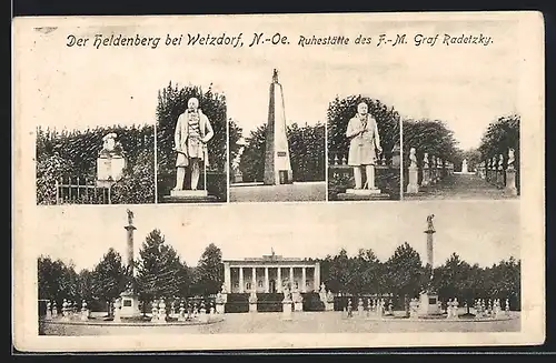 AK Heldenberg bei Wetzdorf, Blick auf die Ruhestätte des F. M. Graf Radetzky