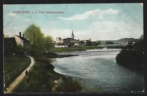 AK Wieselburg a. d. Erlaf, Flusspartie am Wehr