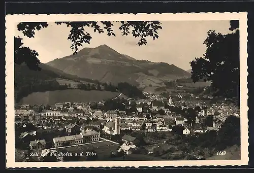 AK Zell bei Waidhofen, Teilansicht mit Bergen