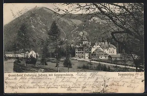 AK Semmering, Grand-Hotel Erzherzog Johann mit Sonnwendstein