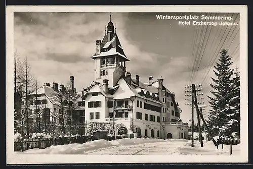 AK Semmering, Hotel Erzherzog Johann im Schnee