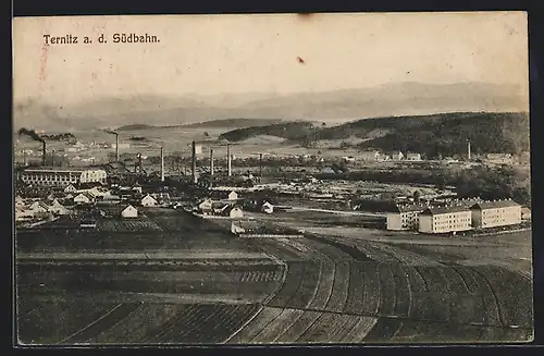 AK Ternitz a. d. Südbahn, Teilansicht mit Fabrik