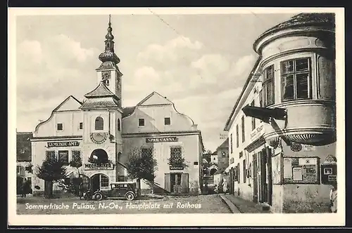 AK Pulkau, Hauptplatz mit Rathaus