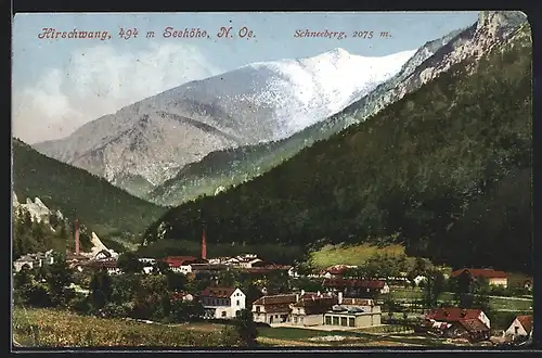 AK Hirschwang, Teilansicht mit Schneeberg