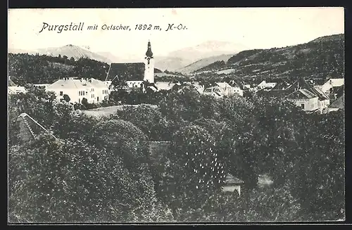 AK Purgstall, Teilansicht mit Kirche und Oetscher