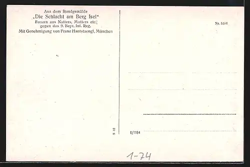 AK Rundgemälde Die Freiheitskämpfe der Tiroler am Berg Isel, Bauern gegen das 9. Bayr. Inf. Reg.