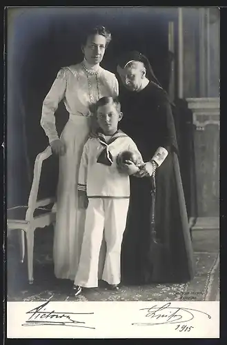 AK Victoria von Baden mit Louise von Baden und Berthold Friedrich von Baden