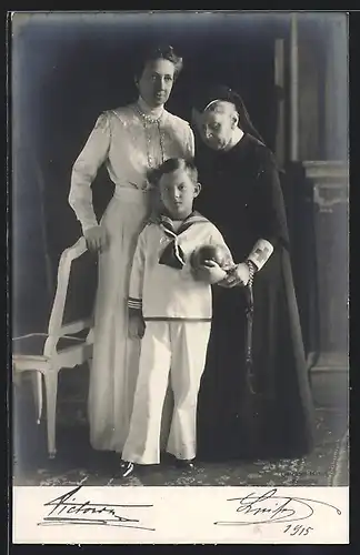 AK Grossherzogin Luise von Baden und Victoria mit Sohn