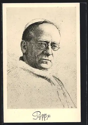 AK Portrait von Papst Pius XI. mit Brille