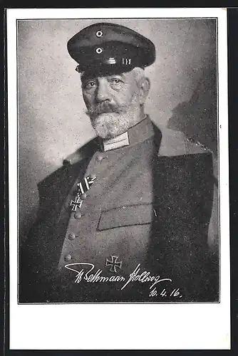 AK Reichskanzler von Bethmann Hollweg im Soldatenmantel