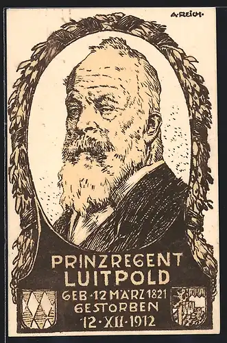 Künstler-AK Prinzregent Luitpold von Bayern, gestorben am 12.12.1912