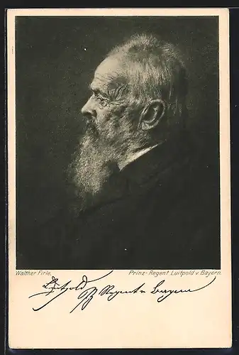 Künstler-AK Seitenprofil von Prinzregent Luitpold im Anzug