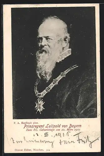 AK Prinzregent Luitpold von Bayern zum 80. Geburtstag 1901