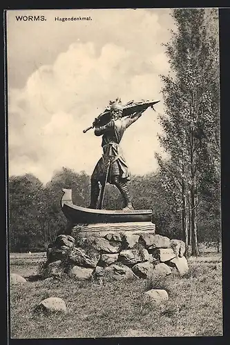 AK Worms, am Hagendenkmal