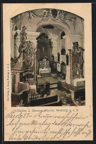 AK Neuburg a. d. D., Studien u. Seminarkirche, Innenansicht