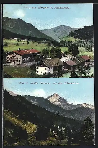 AK Hammer b. Fischbachau, Blick von Gasth. Hammer auf den Wendelstein, Ortsansicht