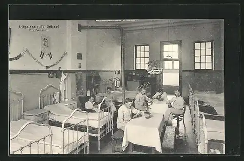 AK Brüssel / Bruxelles, Kriegslazarett IV, Krankensaal