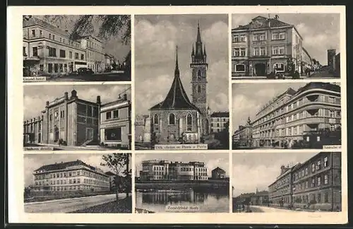 AK Tschaslau / Caslav, Grand Hotel, Zemedelské skoly, Dusikovo divadlo