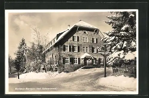 AK Rothaus / bad. Schwarzwald, Kurhaus Rothaus im Winter