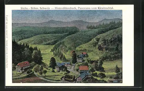 Luna-AK Dittersbach / Jetrichovice, Panorama vom Kirnitzschtal