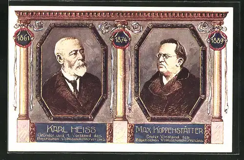 AK Porträts von Karl Heiss und Max Koppenstätter