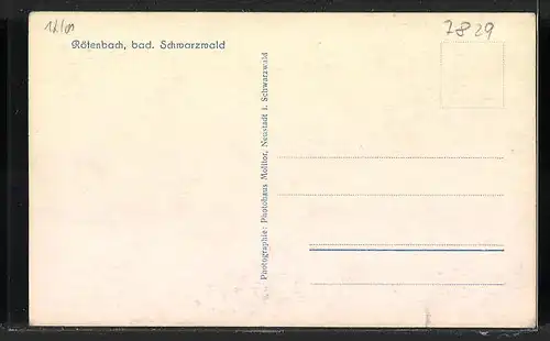 AK Rötenbach bad. Schwarzwald, Flusspartie im Ort