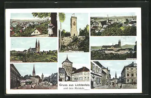 AK Lichtenfels, Bamberger Tor, Marktplatz, Schloss Banz