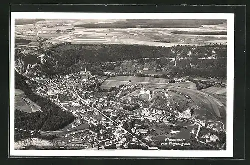 AK Blaubeuren, Ortsansicht aus der Vogelschau, Fliegeraufnahme