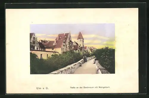AK Ulm a. D., Stadtmauer mit Metzgerturm