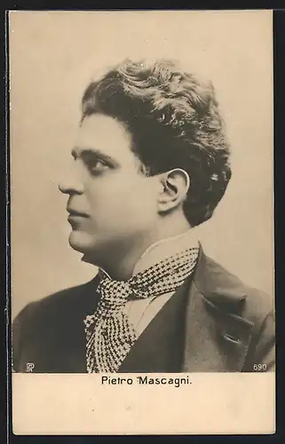 AK Pietro Mascagni, Seitenportrait