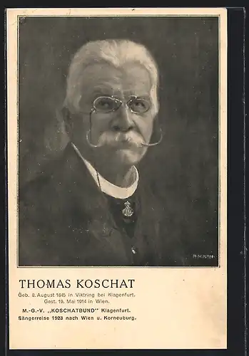AK Thomas Koschat, Portrait des Künstlers