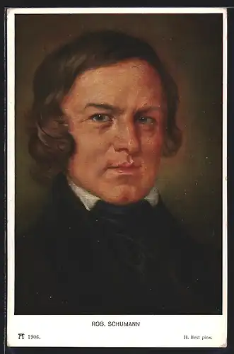 Künstler-AK Rob. Schumann, Porträt mit Seidenschal