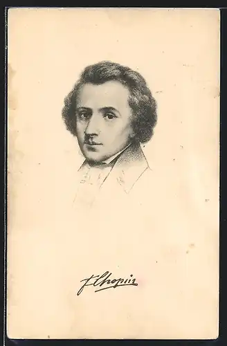 AK Frederic Chopin, Portrait des Komponisten