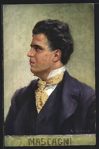 AK Gemälde des Komponisten Mascagni