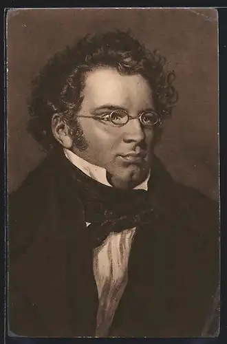 AK Franz Schubert mit Brille, Komponist