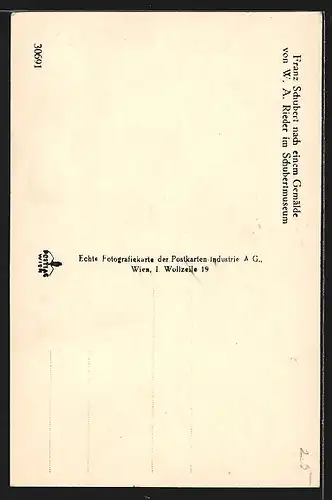 AK Franz Schubert schreibt auf Notenpapier